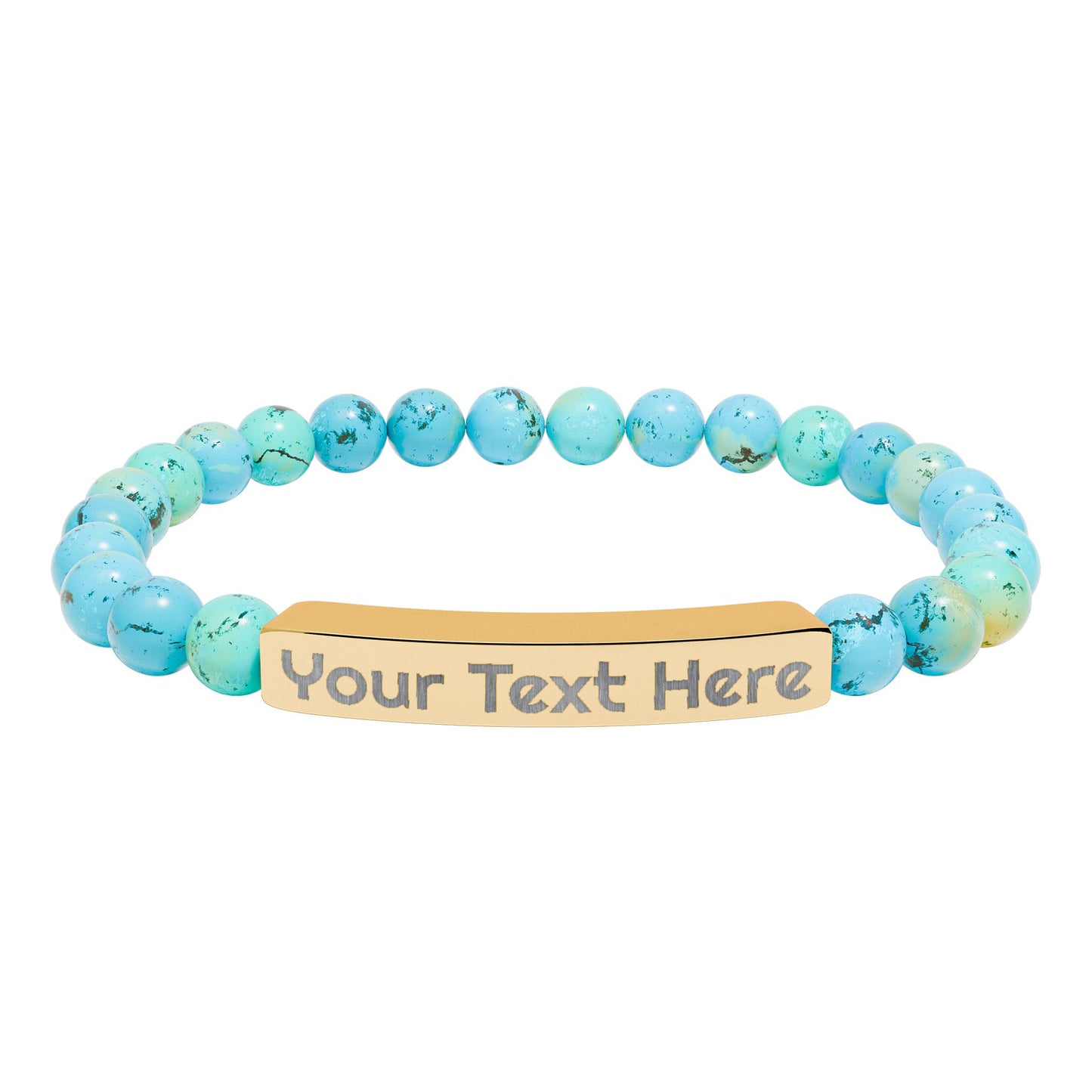 Engravable Natural Stone Bead Bracelet – Personalized