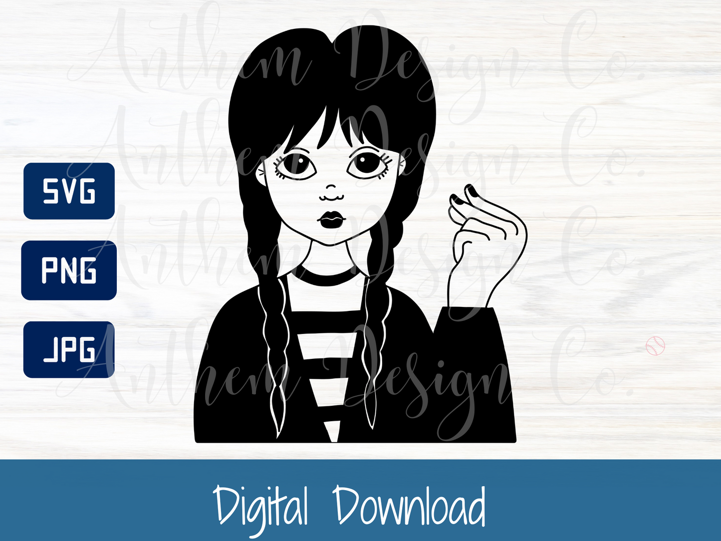 Wednesday Addams drawing SVG | Cut File and Design