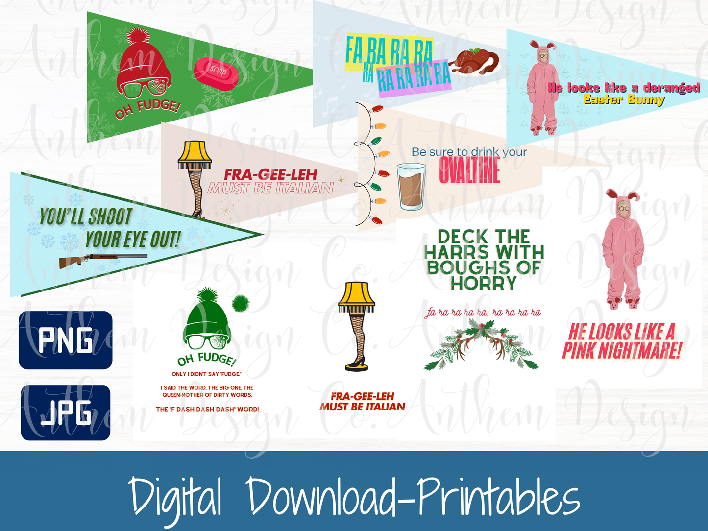 "A Christmas Story" Pennant and Sign Printable Bundle | Christmas Decor
