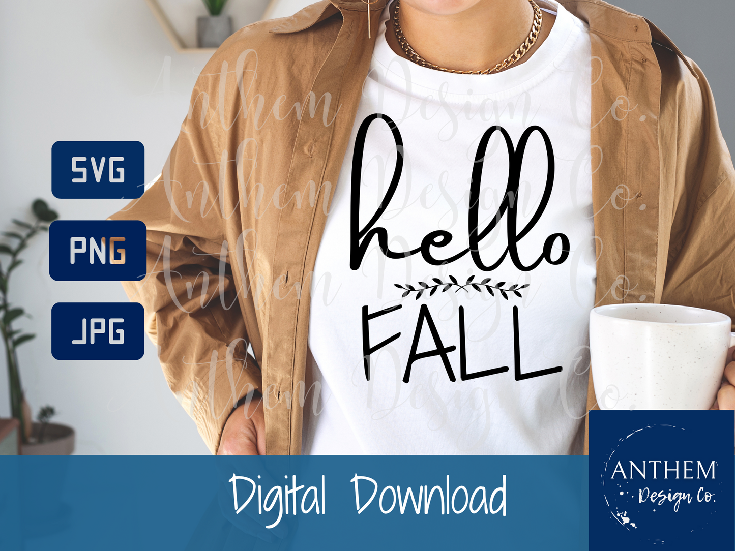 Hello Fall with leaves sVG | Cut File and Design