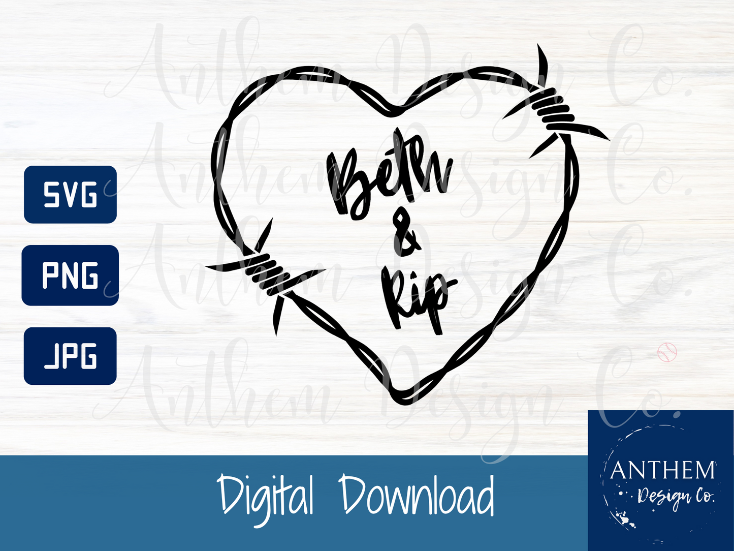 Beth Loves Rip Barbed Wire SVG | Cut File and Design