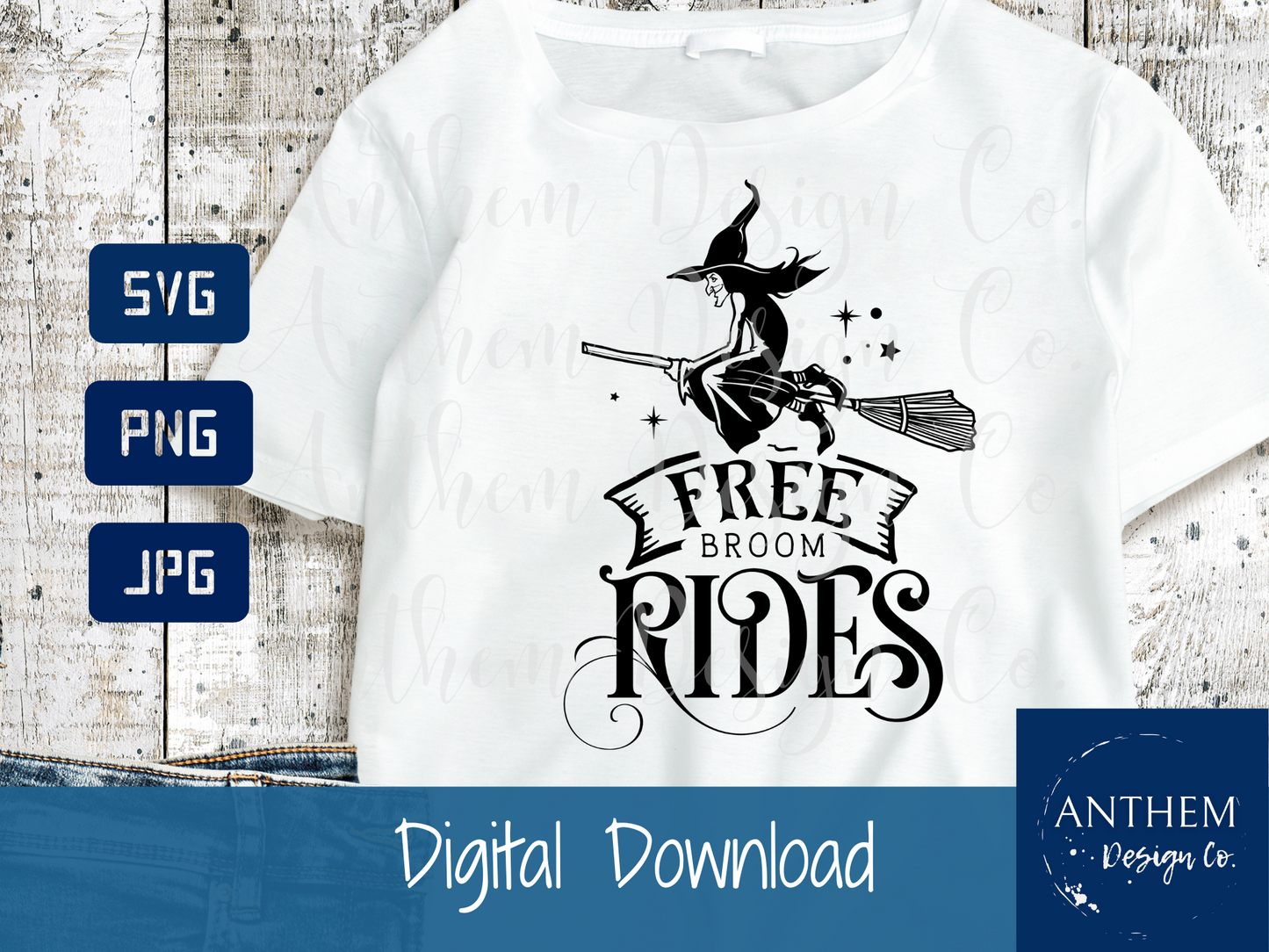 Free Broom Rides witch SVG | Cut File and Design
