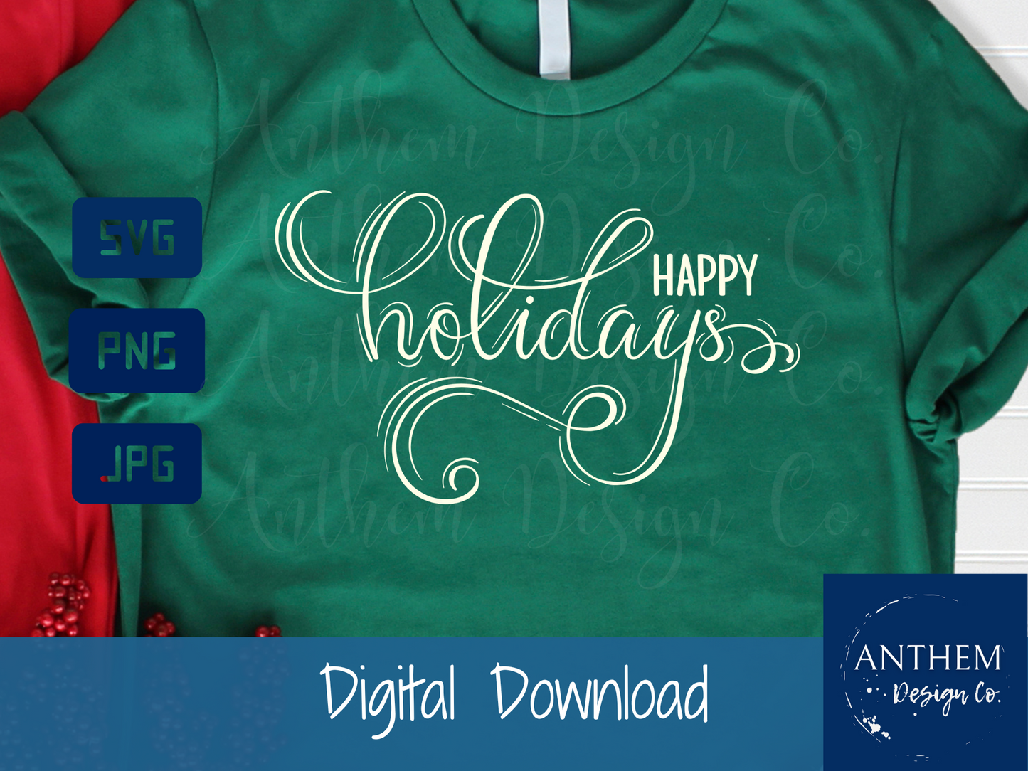 Happy Holidays swirly font SVG | Cut File and Design