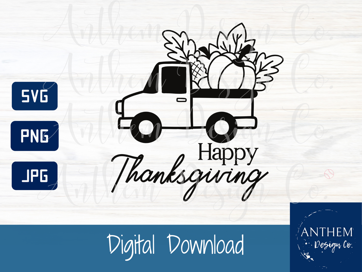 Happy Thanksgiving Farm Truck SVG | Cut File and Design