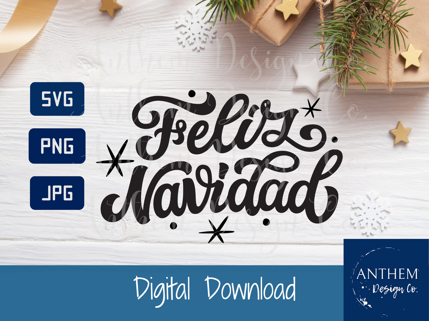 Feliz Navidad stars SVG | Cut File and Design