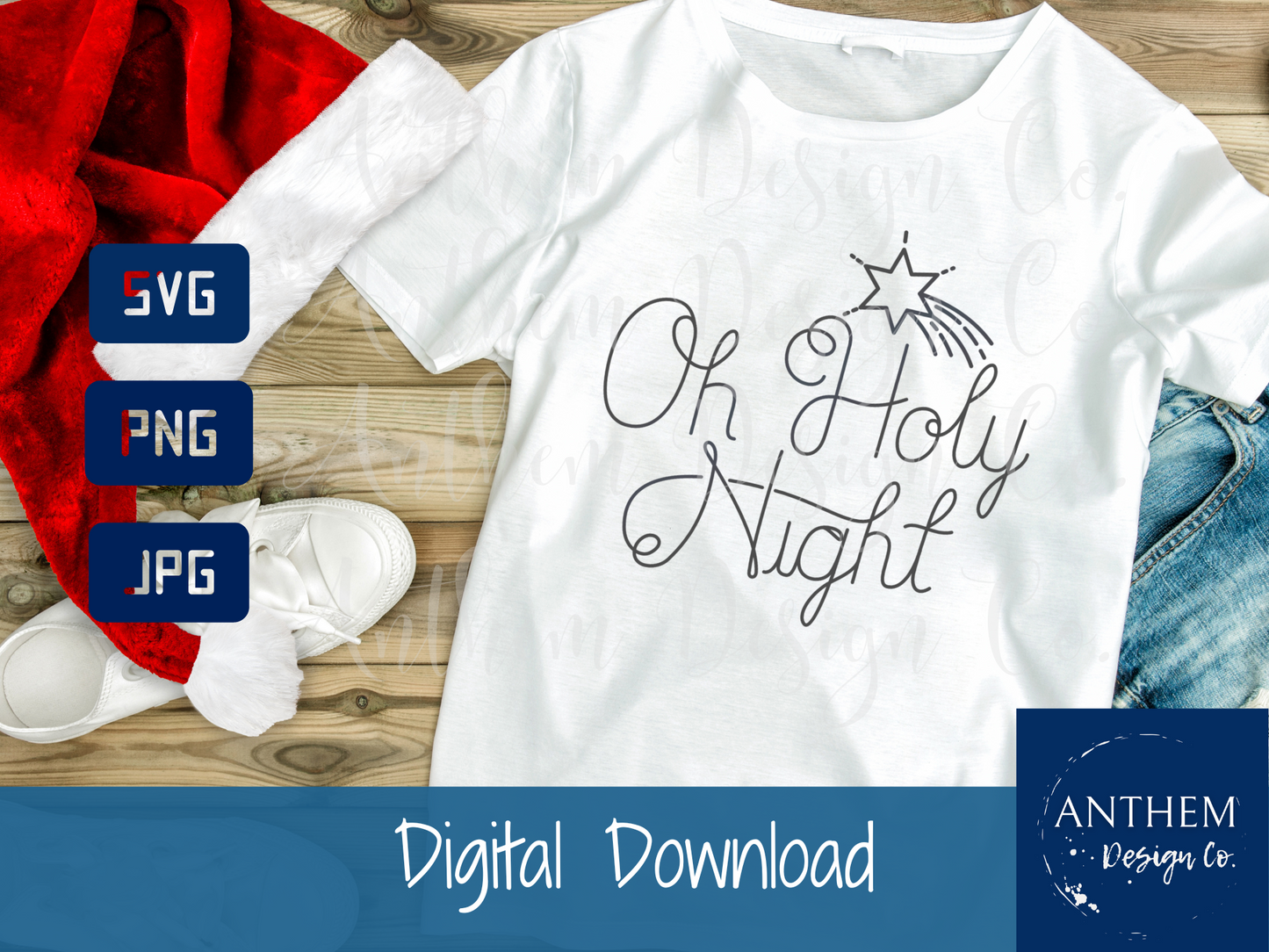 Oh Holy Night Christmas SVG | Cut File and Design