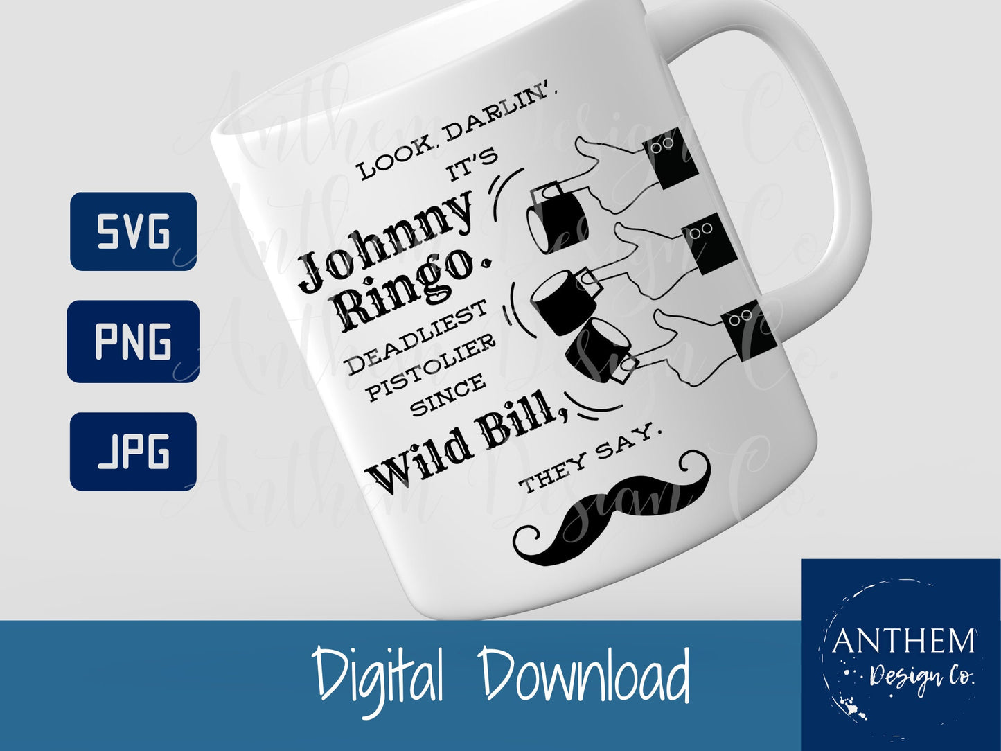 Doc Holliday and Johnny Ringo slinging mug SVG | Cut File and Design