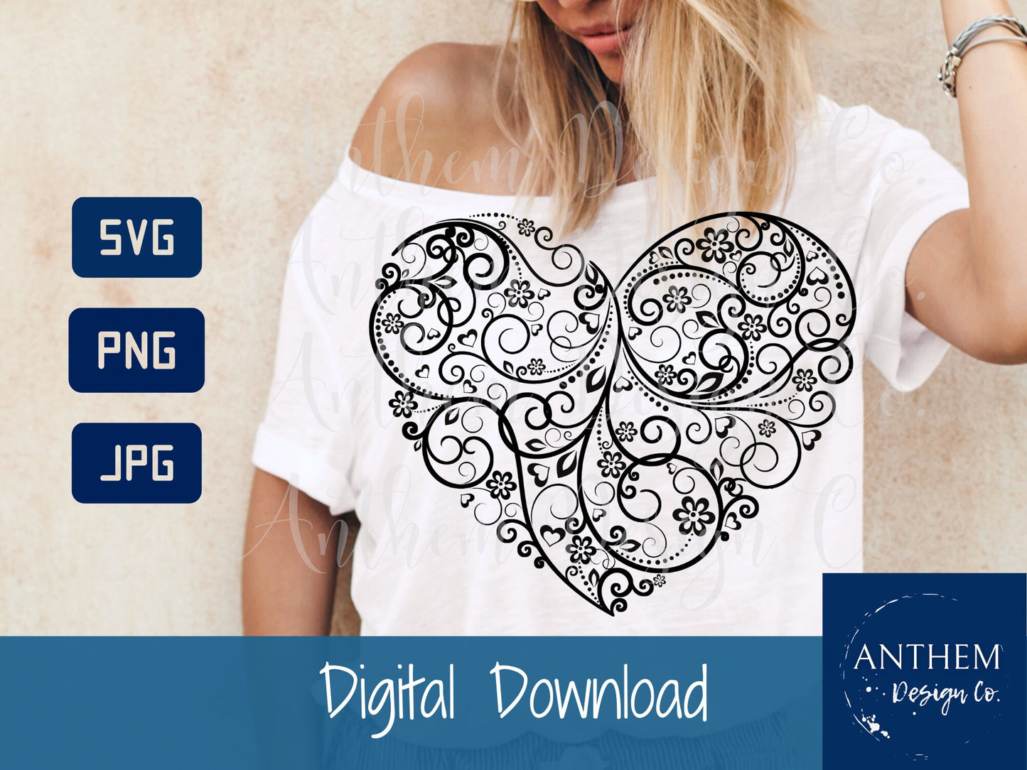 Floral Heart SVG | Cut File and Design