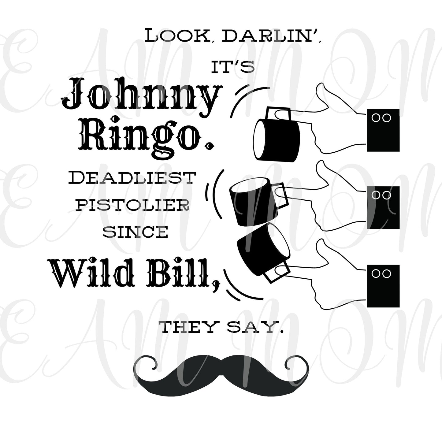 Doc Holliday and Johnny Ringo slinging mug SVG | Cut File and Design