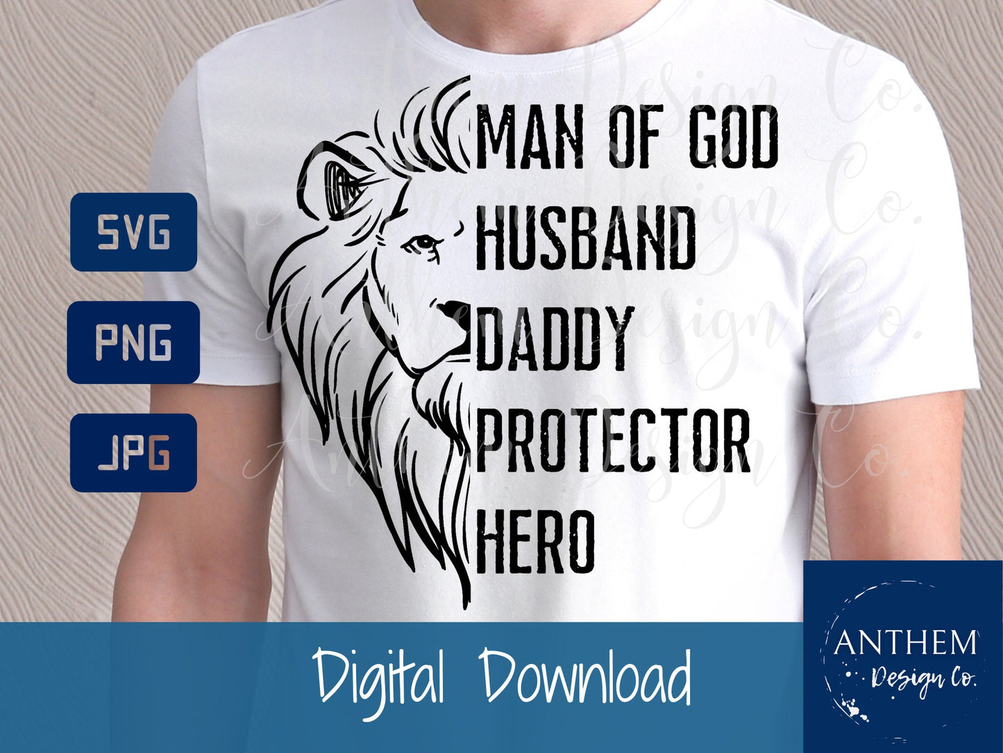 Man of God Lion Husband Daddy Protector Hero SVG | Cut File and Design