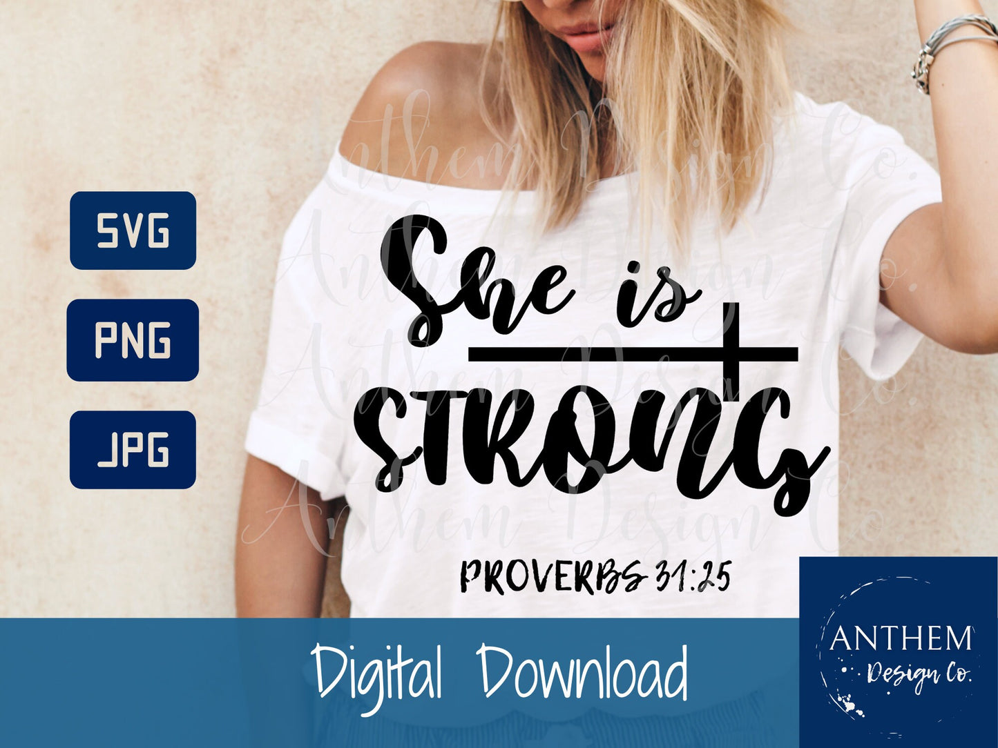 She is Strong Bible Quote SVG | Cut File and Design