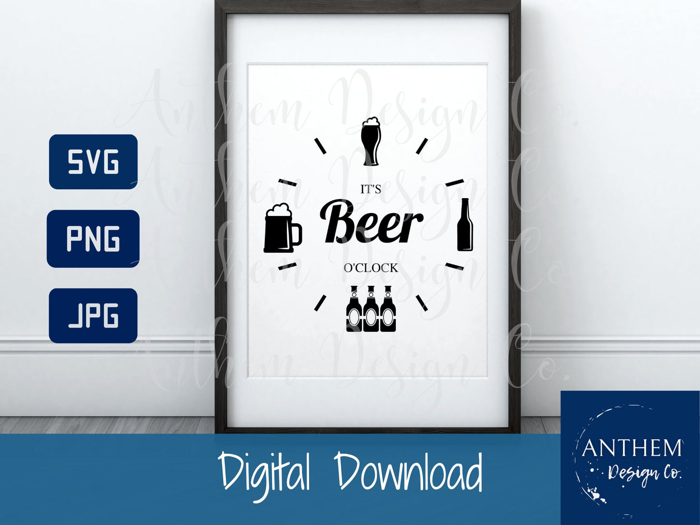 Beer o'clock SVG | Cut File and Design