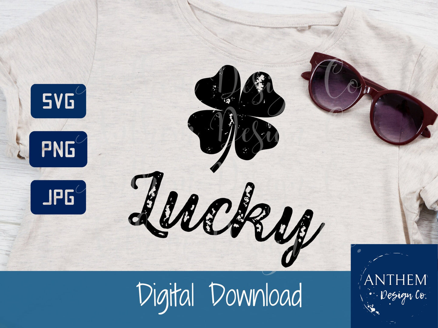 Distressed Lucky Clover SVG | Cut File and Design