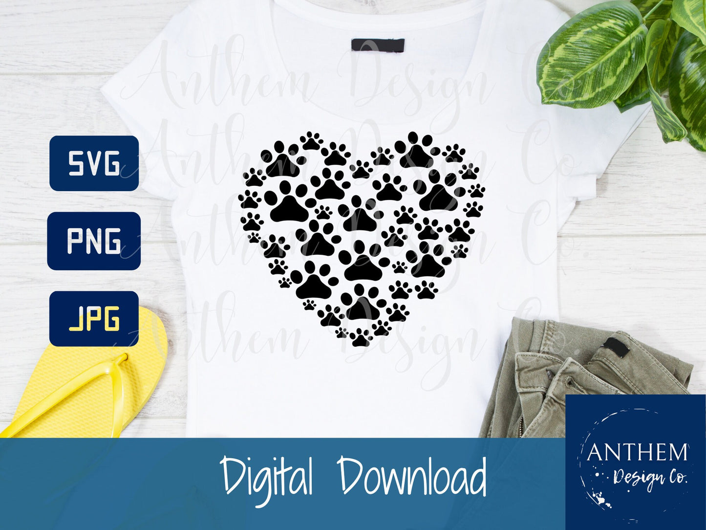 Paw heart SVG | Cut File and Design
