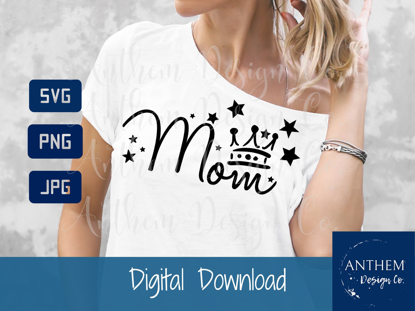 Mothers Day Text with Crown SVG | Cut File and Design