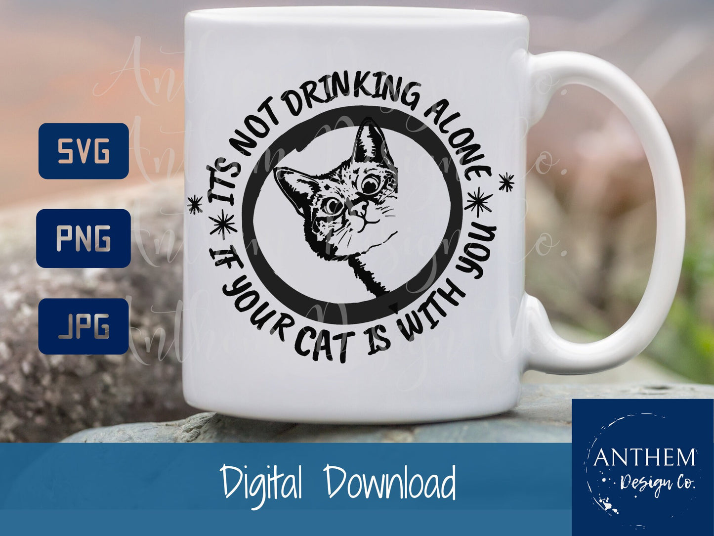 Drinking with my cat SVG | Cut File and Design