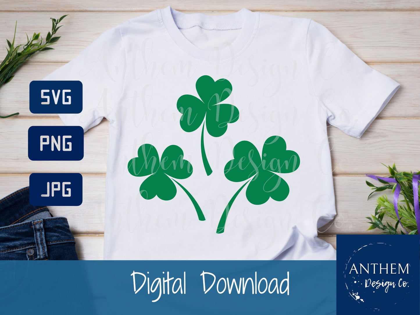 Lucky Three Shamrock SVG | Cut File and Design