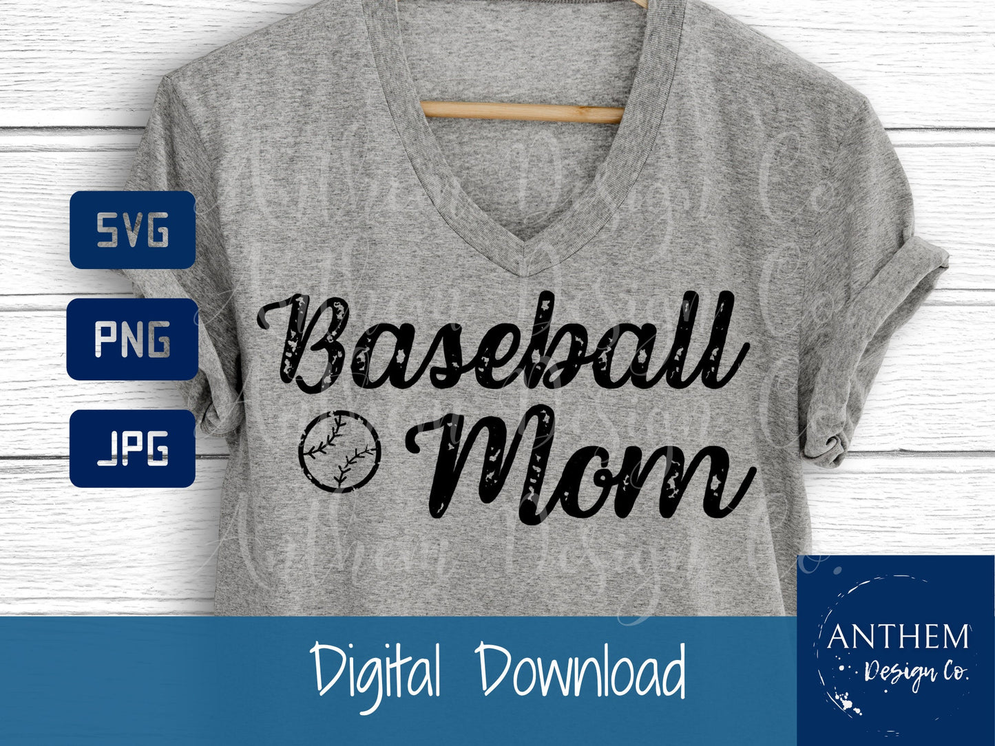 Baseball Mom distressed look SVG | Cut File & Shirt Design