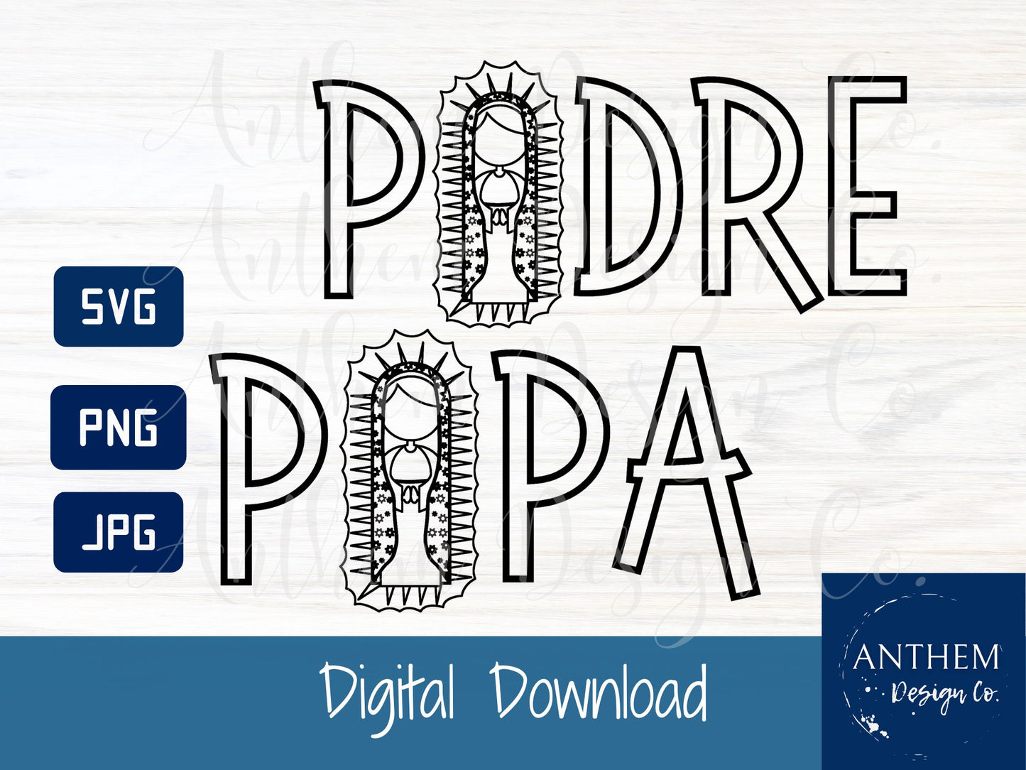 Padre, Papa SVG | Cut File and Design