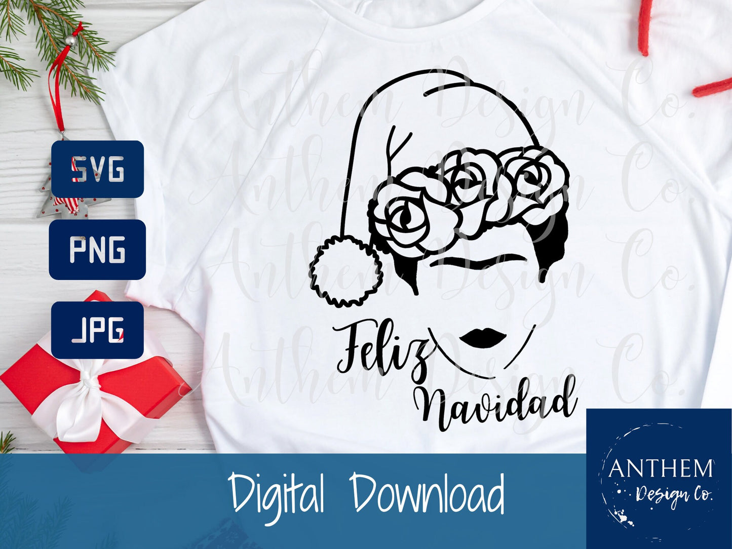 Frida Kahlo Christmas Feliz Navidad svg | Cut File and Shirt Design