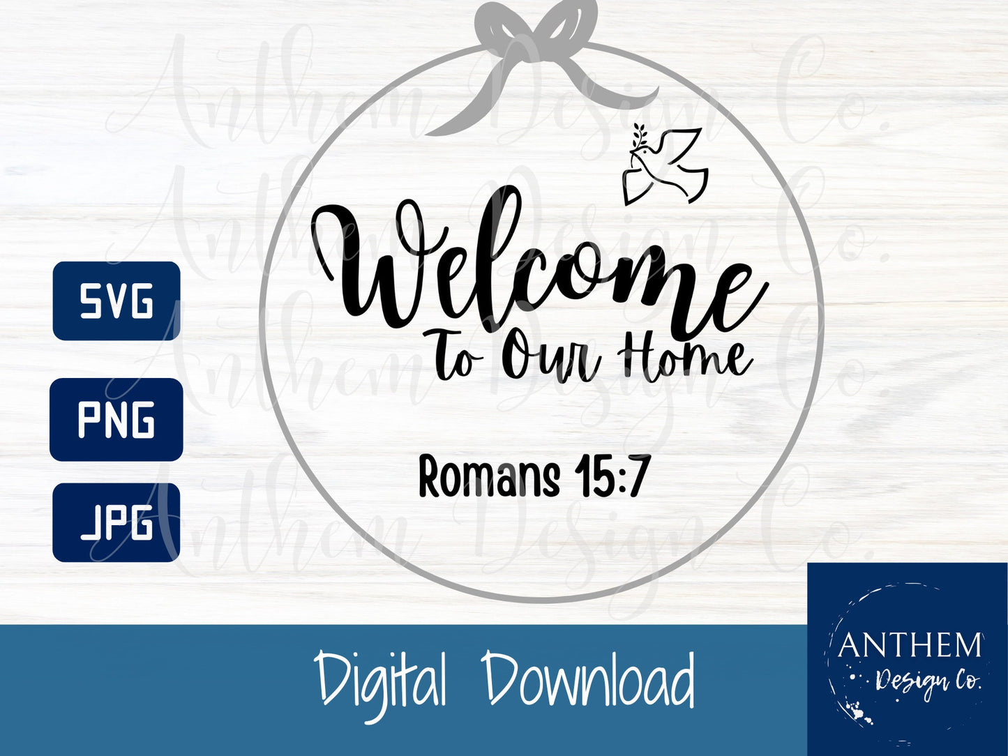 Romans 15:7 Door Hanger Template SVG | Cut File and Design