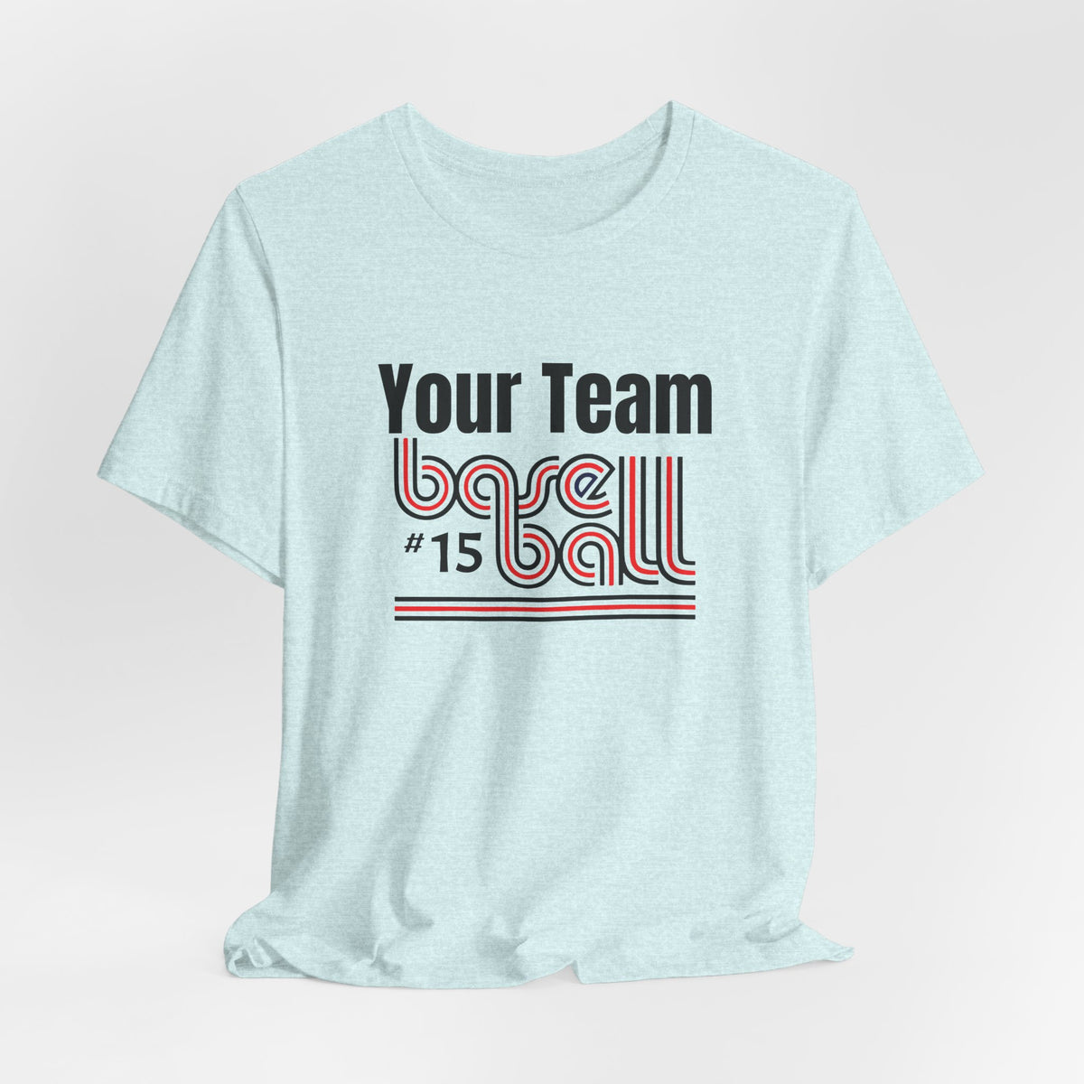 Custom Team-Name Jersey Tee — Red & Black Retro Line Design
