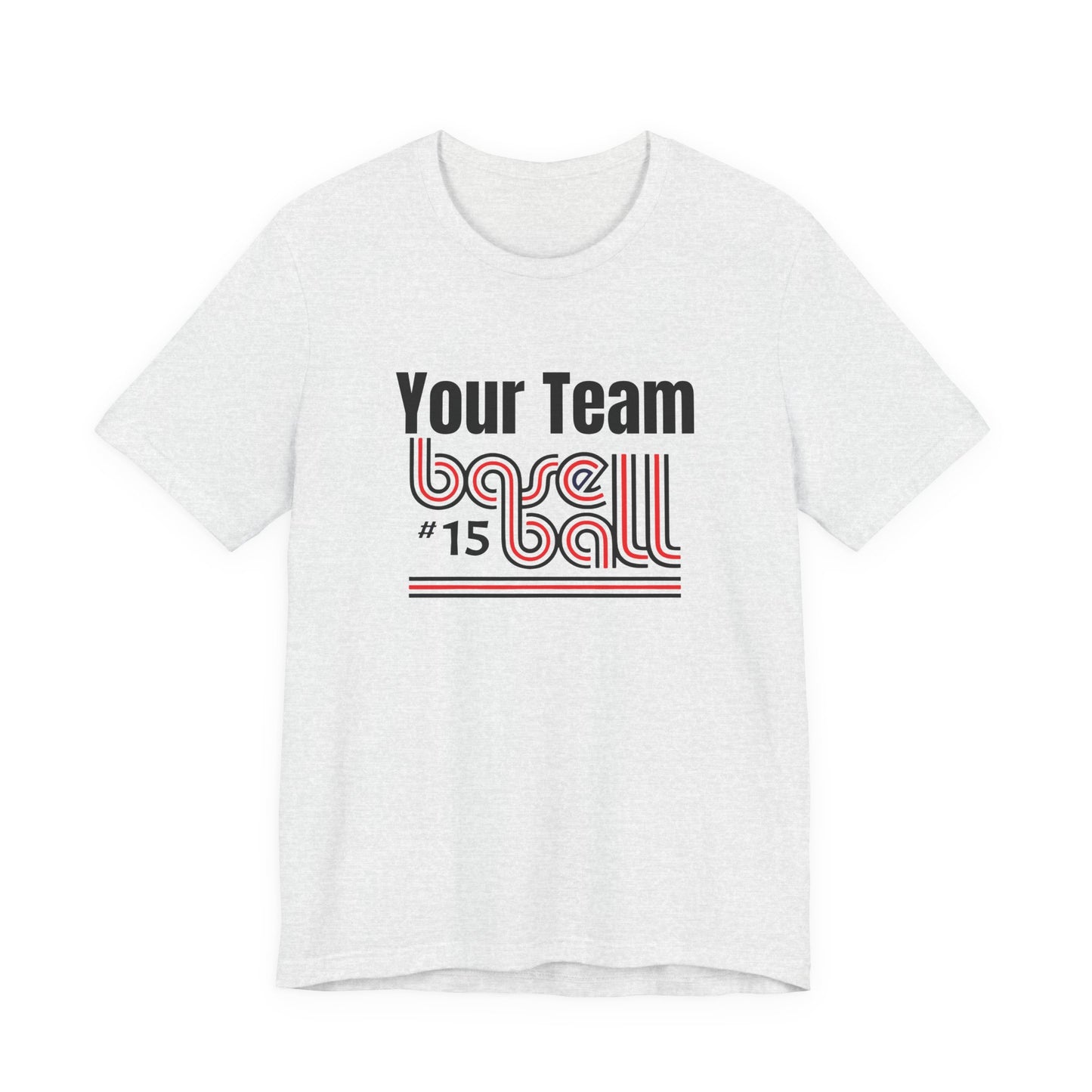 Custom Team-Name Jersey Tee — Red & Black Retro Line Design