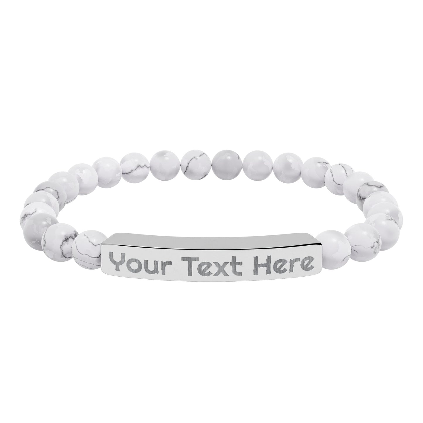 Engravable Natural Stone Bead Bracelet – Personalized