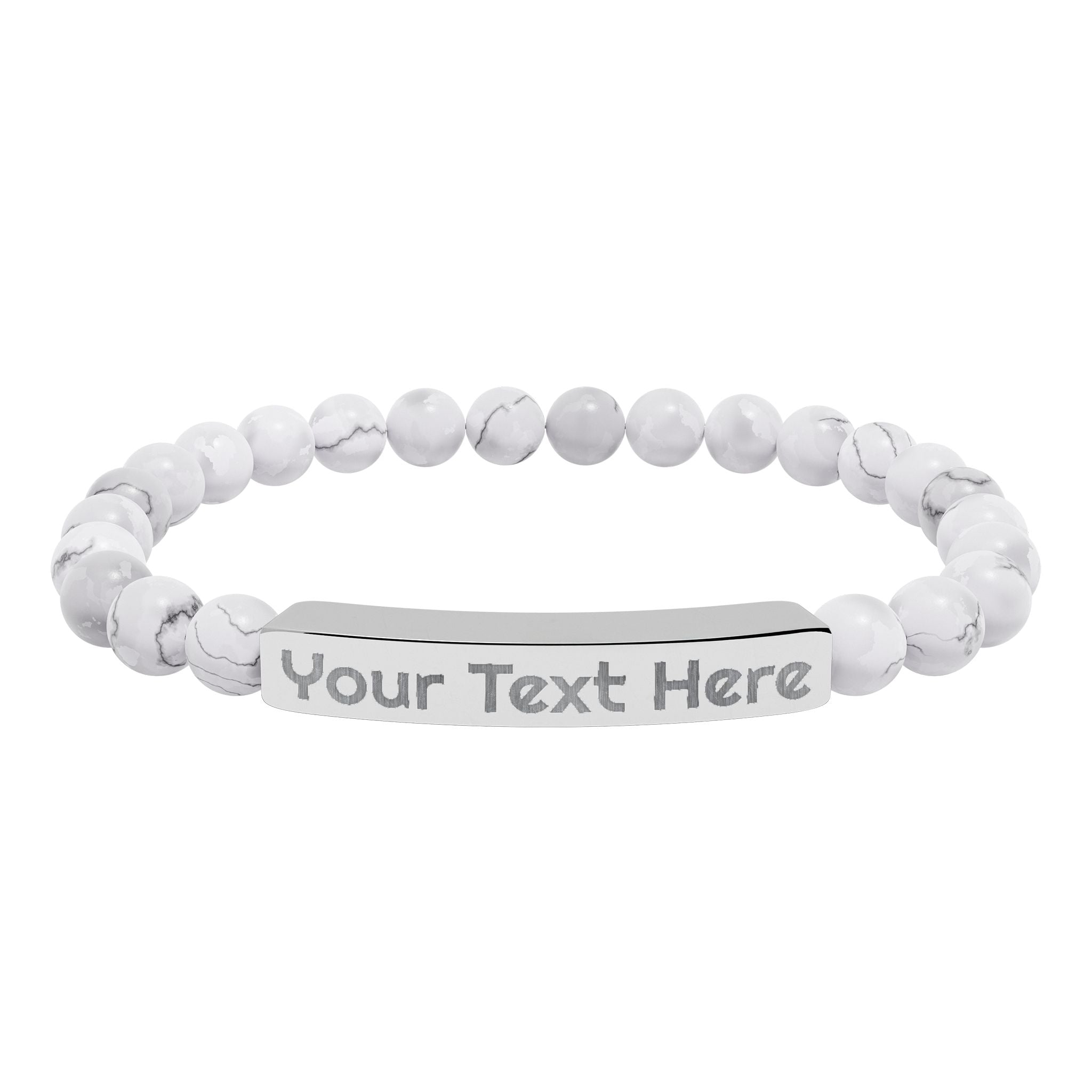 Engravable Natural Stone Bead Bracelet – Personalized