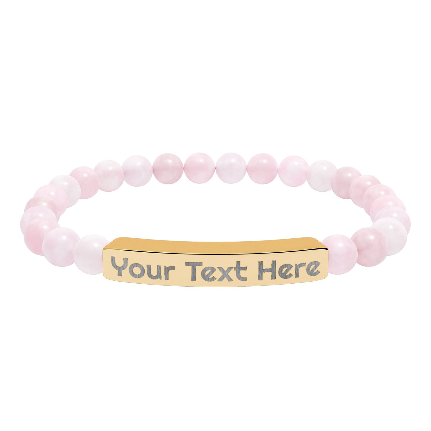 Engravable Natural Stone Bead Bracelet – Personalized