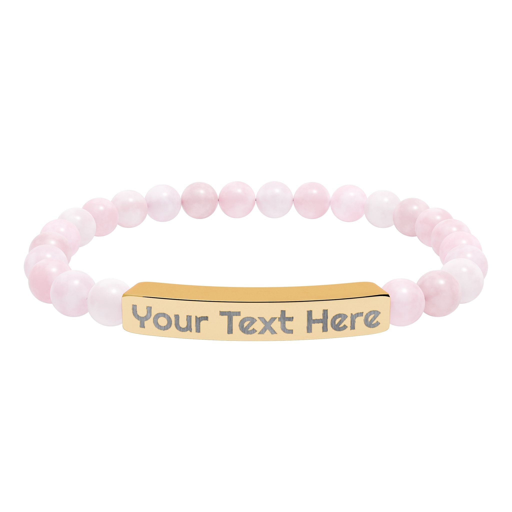 Engravable Natural Stone Bead Bracelet – Personalized