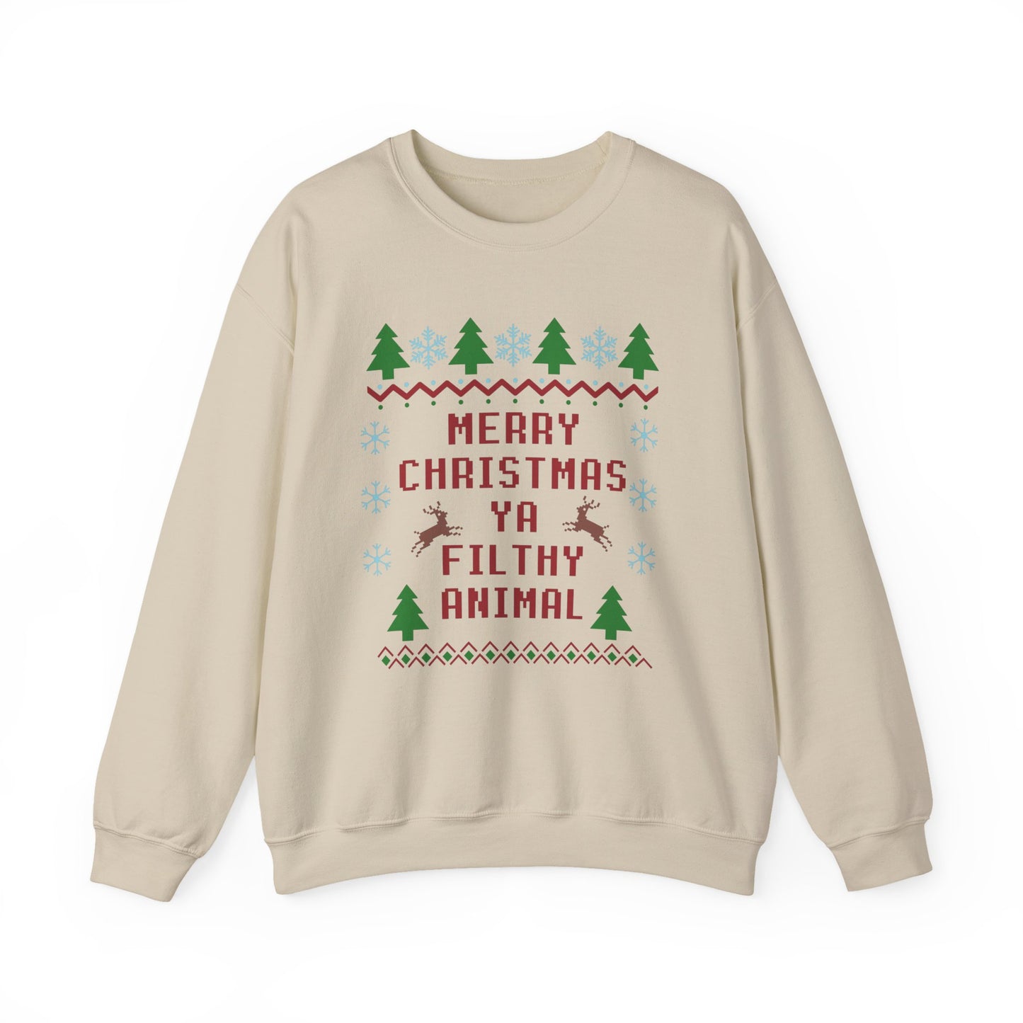 Merry Christmas Ya Filthy Animal Sweatshirt - Ugly Christmas Holiday Crewneck