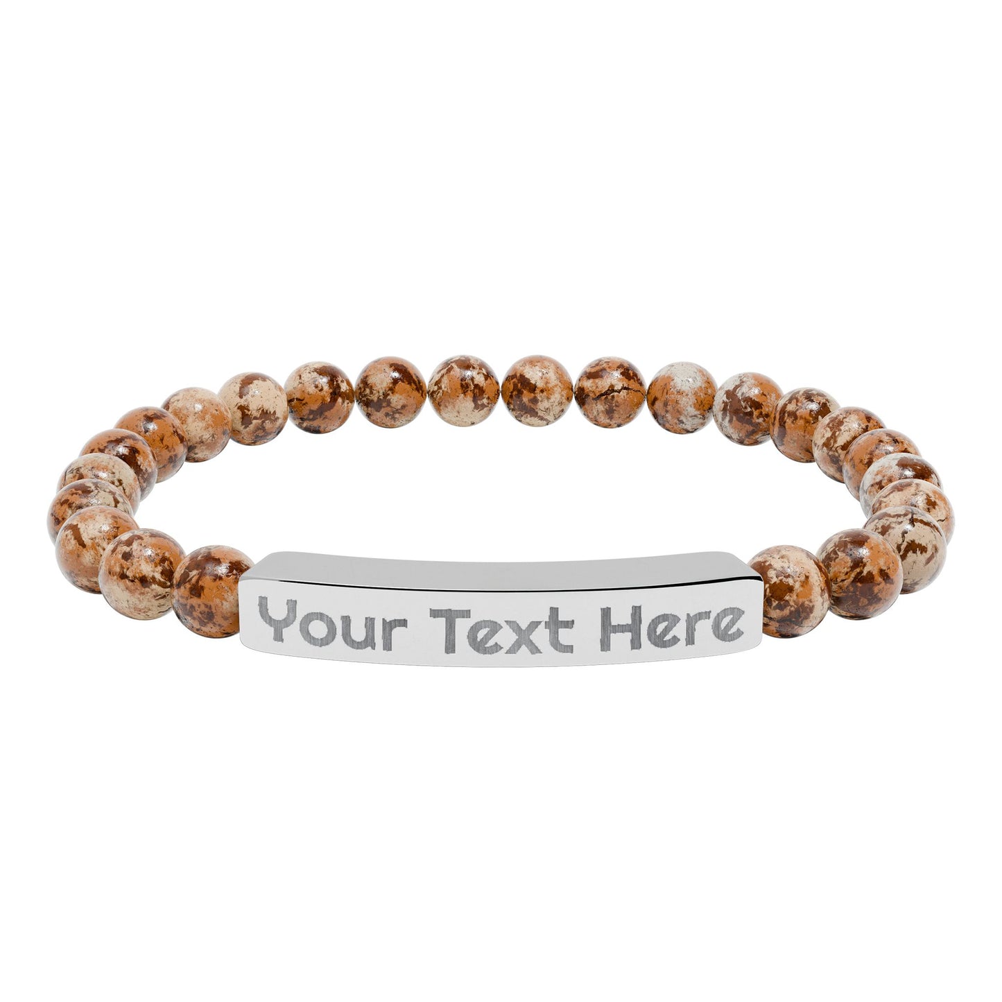 Engravable Natural Stone Bead Bracelet – Personalized