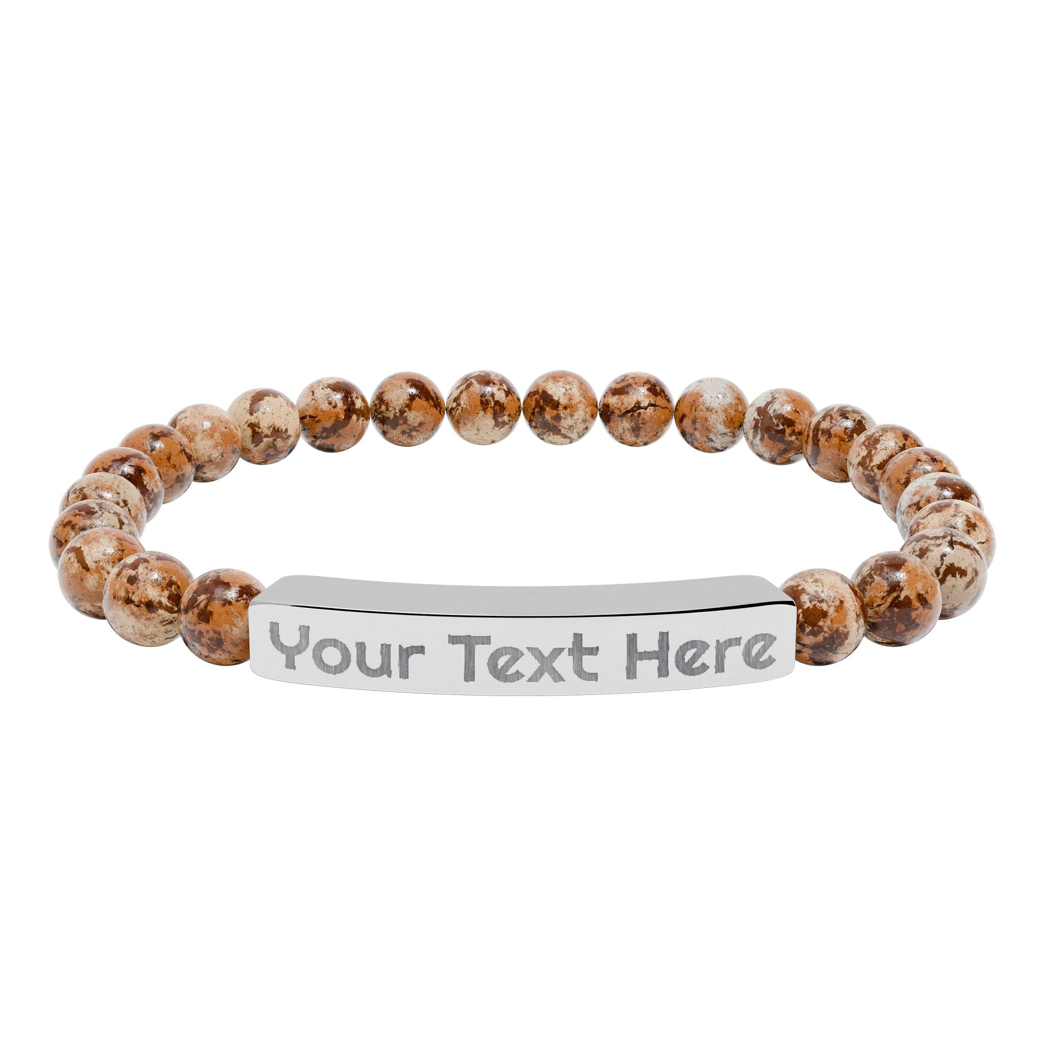 Engravable Natural Stone Bead Bracelet – Personalized
