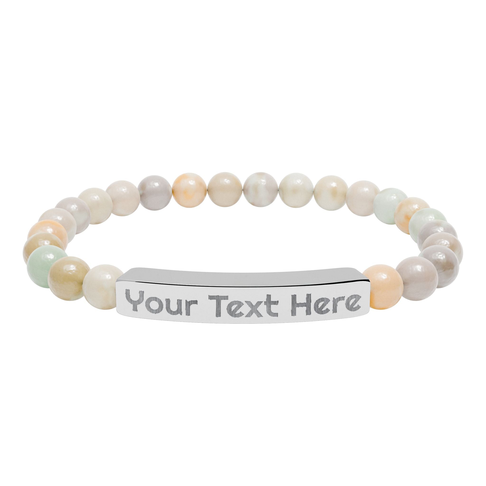 Engravable Natural Stone Bead Bracelet – Personalized