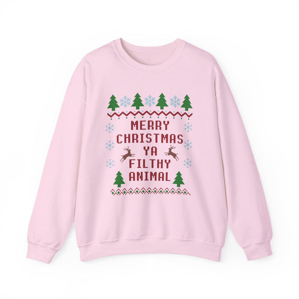 Merry Christmas Ya Filthy Animal Sweatshirt - Ugly Christmas Holiday Crewneck