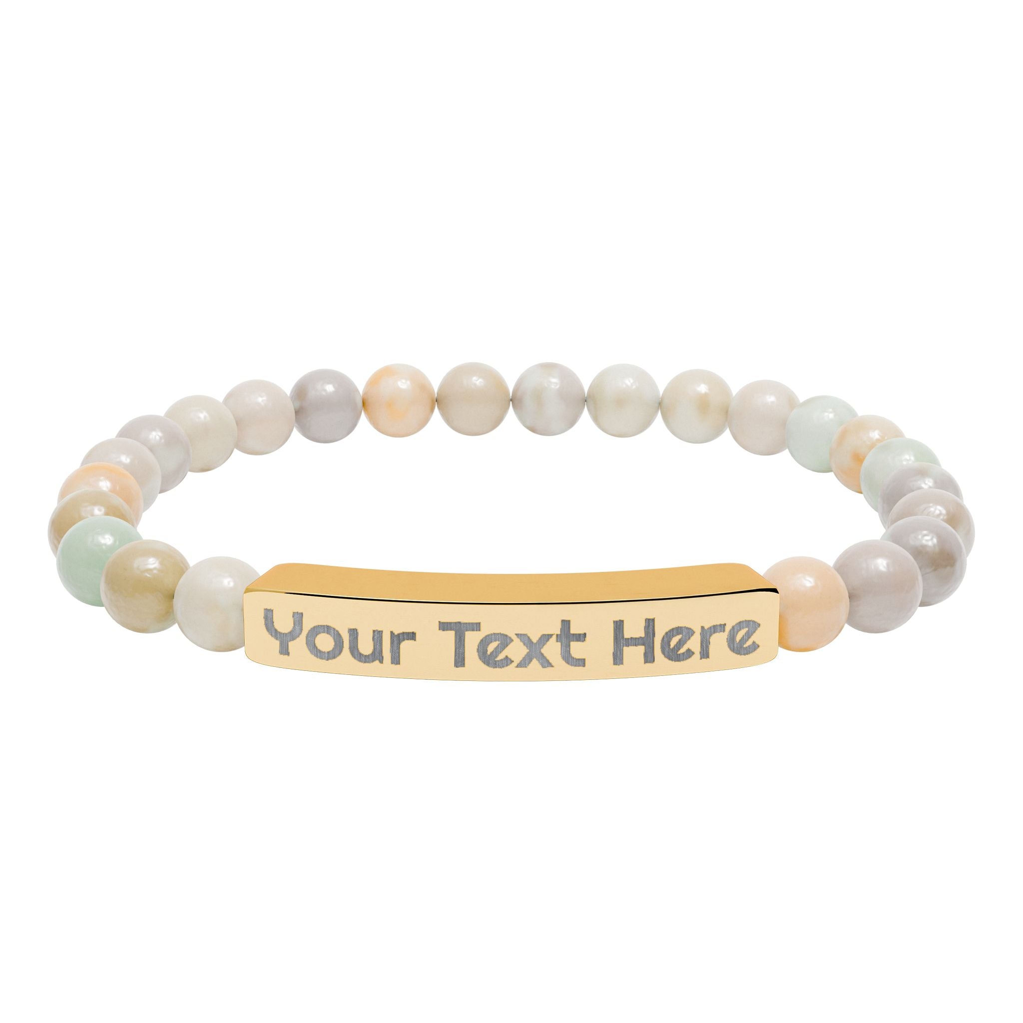 Engravable Natural Stone Bead Bracelet – Personalized