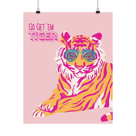 Vibrant Tiger Art Print - Go Get 'Em Tiger Poster, Wall Art, Animal Decor, Gift for Animal Lovers, Cool Home Decor