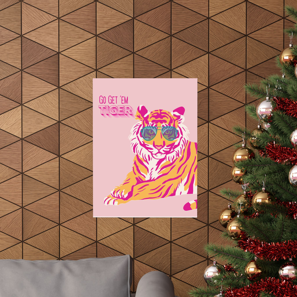 Vibrant Tiger Art Print - Go Get 'Em Tiger Poster, Wall Art, Animal Decor, Gift for Animal Lovers, Cool Home Decor