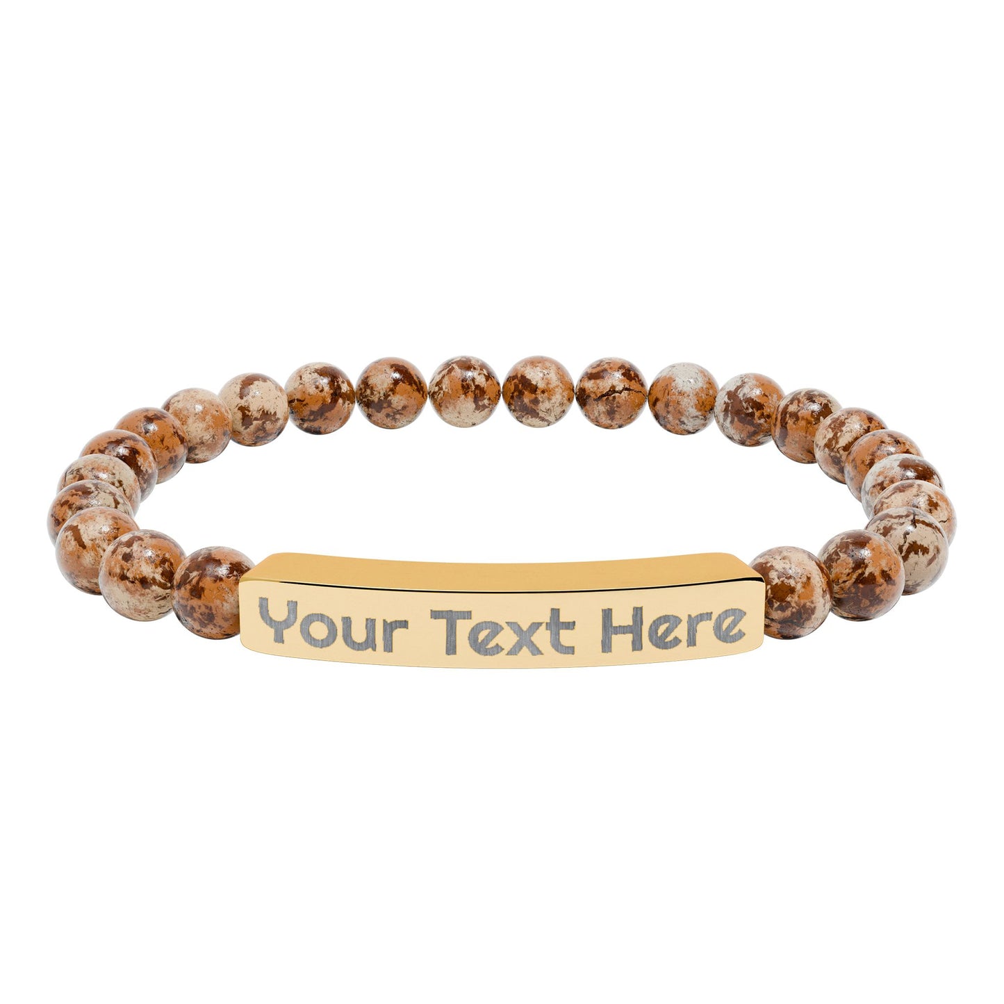 Engravable Natural Stone Bead Bracelet – Personalized
