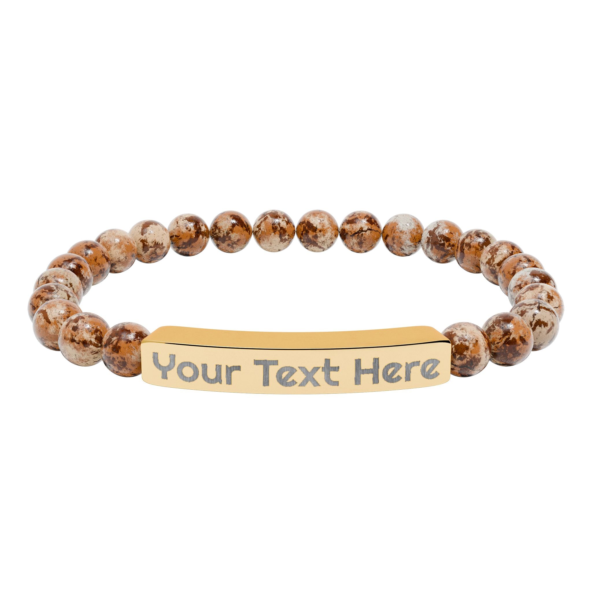 Engravable Natural Stone Bead Bracelet – Personalized