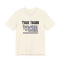 Custom Team-Name Jersey Tee — Blue & Black Retro Line Design