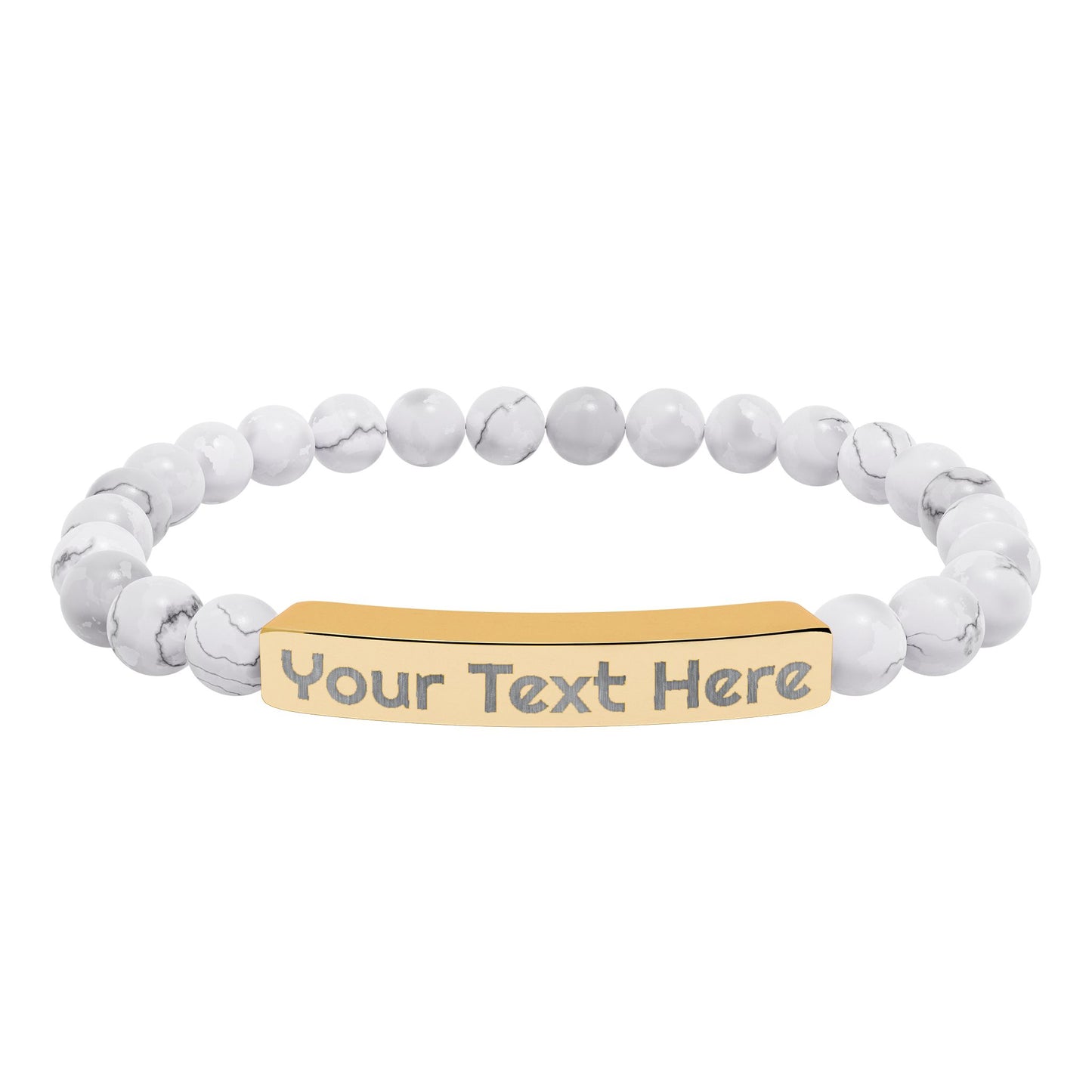 Engravable Natural Stone Bead Bracelet – Personalized