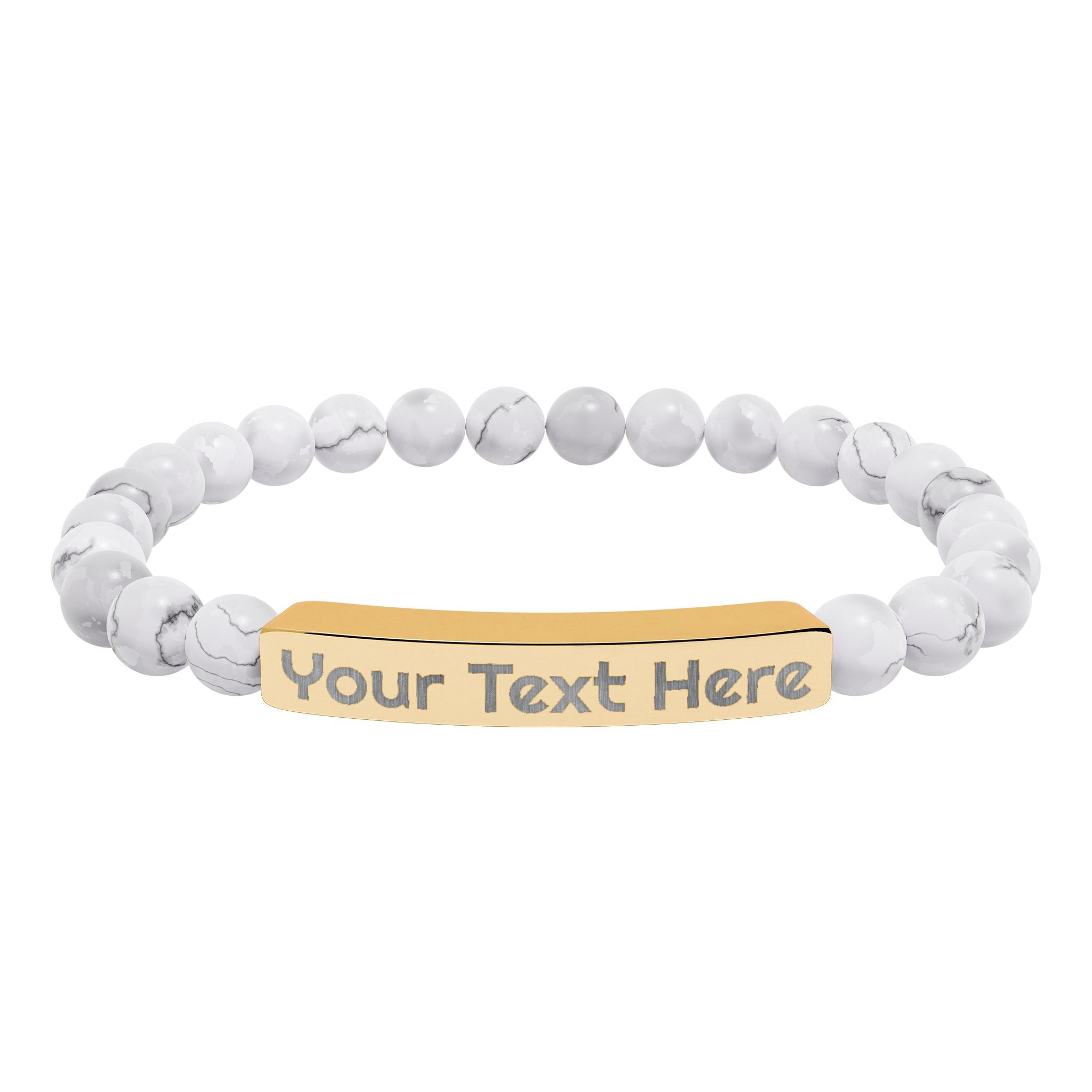 Engravable Natural Stone Bead Bracelet – Personalized