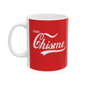 Puro Chisme Red Ceramic Mug — Retro Script Coffee Cup