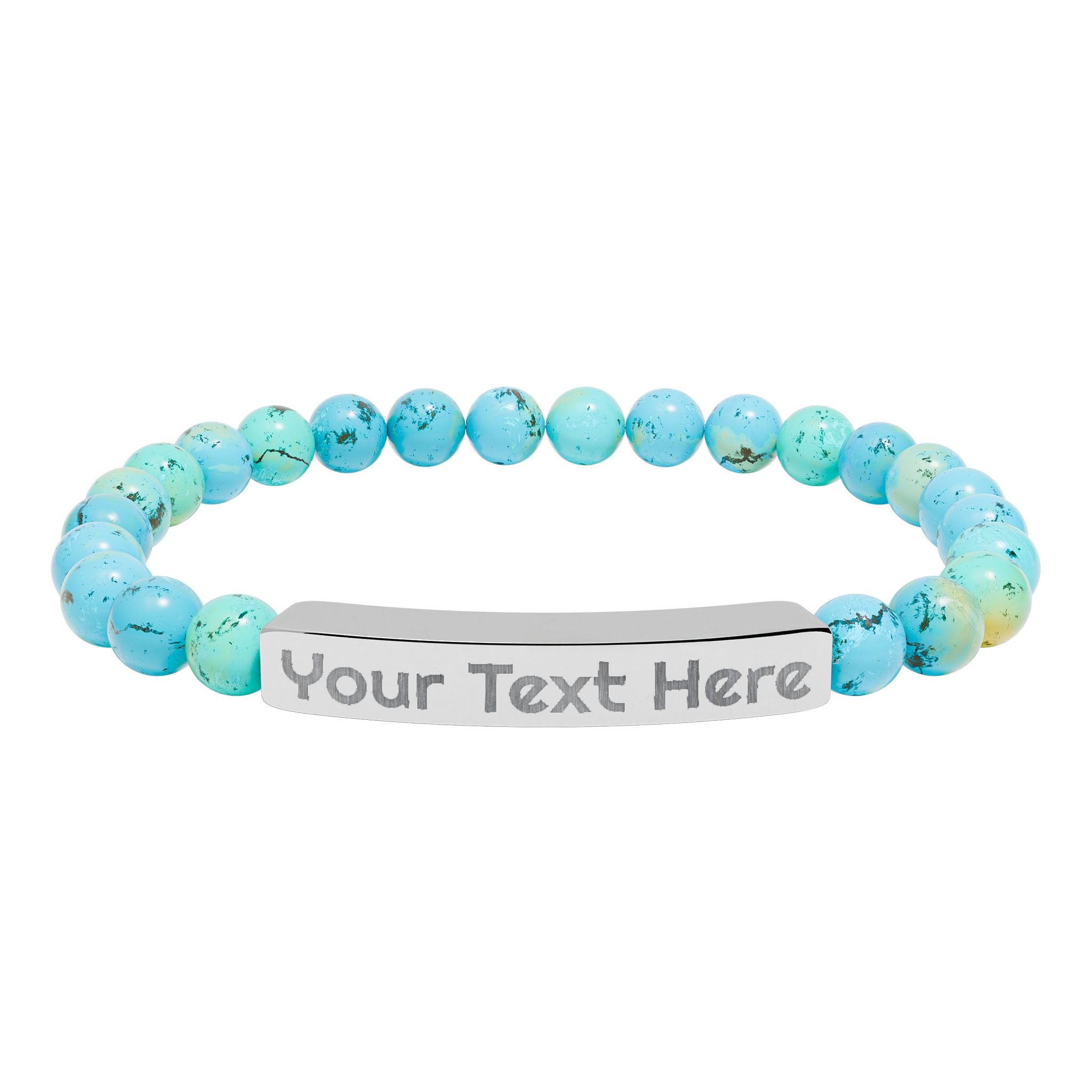 Engravable Natural Stone Bead Bracelet – Personalized