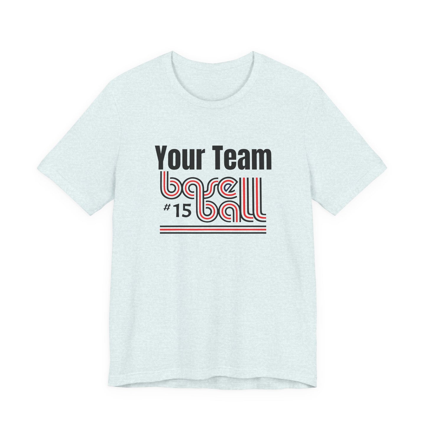 Custom Team-Name Jersey Tee — Red & Black Retro Line Design