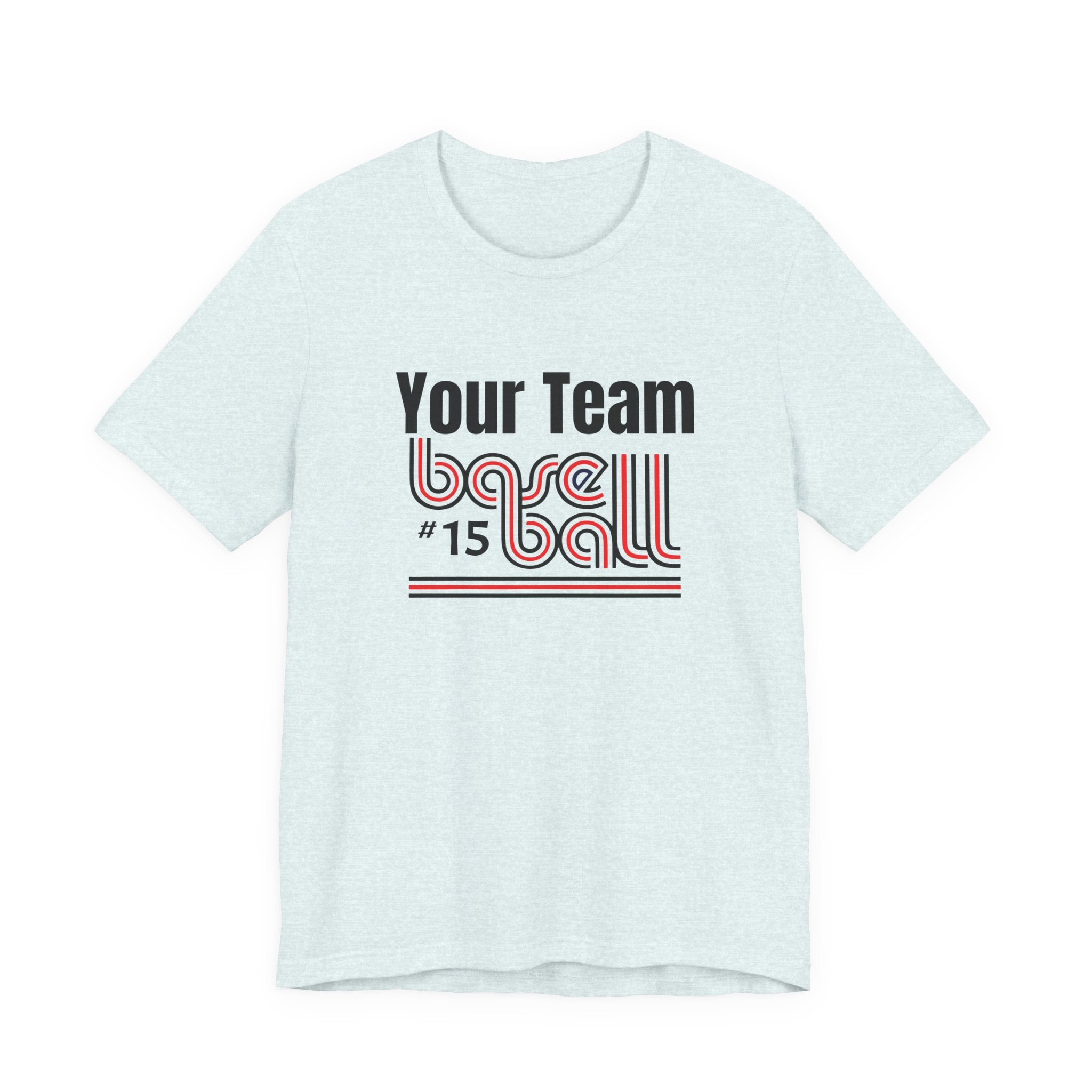 Custom Team-Name Jersey Tee — Red & Black Retro Line Design