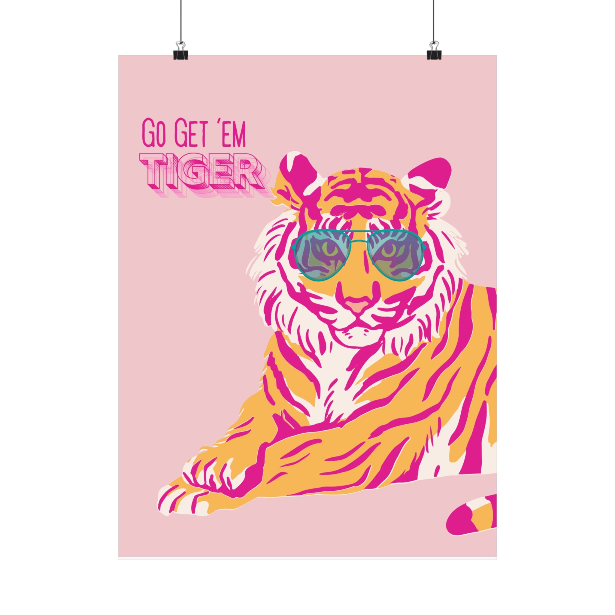 Vibrant Tiger Art Print - Go Get 'Em Tiger Poster, Wall Art, Animal Decor, Gift for Animal Lovers, Cool Home Decor