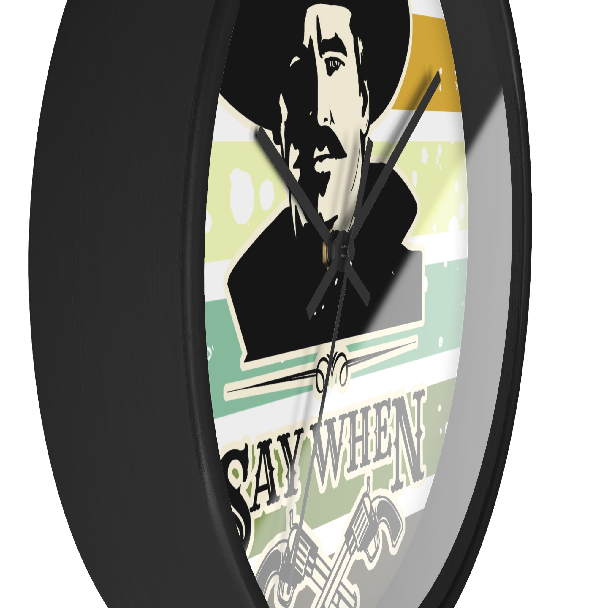 Vintage Western Wall Clock — “Say When” Cowboy Gunfighter Decor